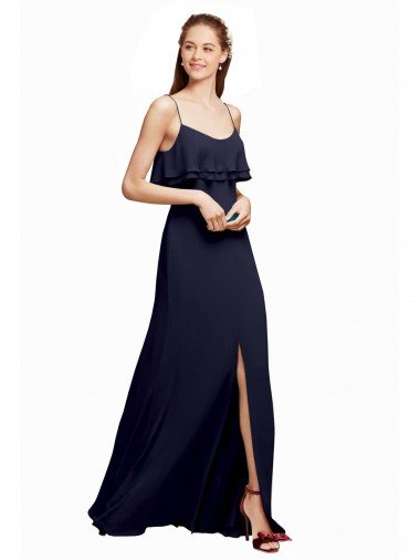 Draped Long Chiffon Bridesmaid Dress with Straps and Layers Bristol