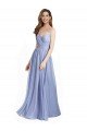 Ruched Criss Over Bodice Chiffon Bridesmaid Dress with Lace Open Back Bristol