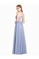 Ruched Criss Over Bodice Chiffon Bridesmaid Dress with Lace Open Back Bristol