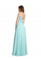 Long V-Neck Chiffon Bridesmaid Dress with Satin Bodice Bristol