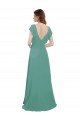 Full Length Chiffon Bridesmaid Dress with Ruffled Cap Sleeves and Side Slit Bristol