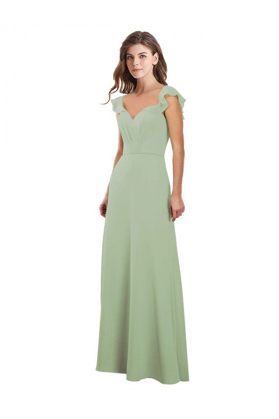 Draped Sweetheart Chiffon Bridesmaid Dress with Ruffled Cap Sleeves Bristol