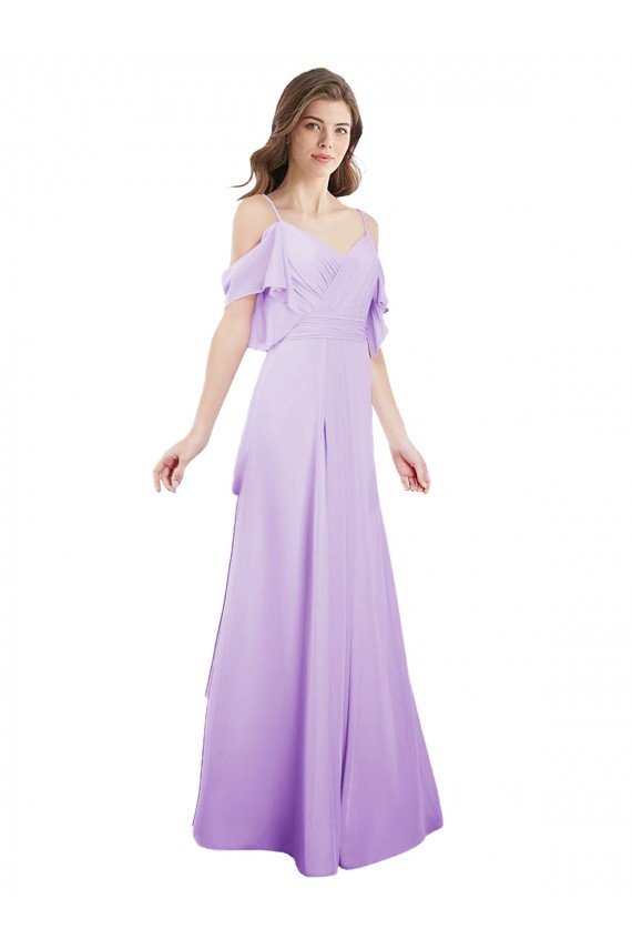 Chiffon Bridesmaid Dress with Draped Sweetheart Bodice and Off The Shoulder Flounces Bristol