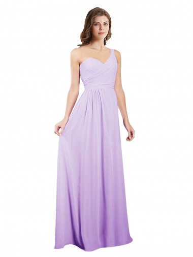 Draped One Shoulder A-Line Long Chiffon Bridesmaid Dress Bristol