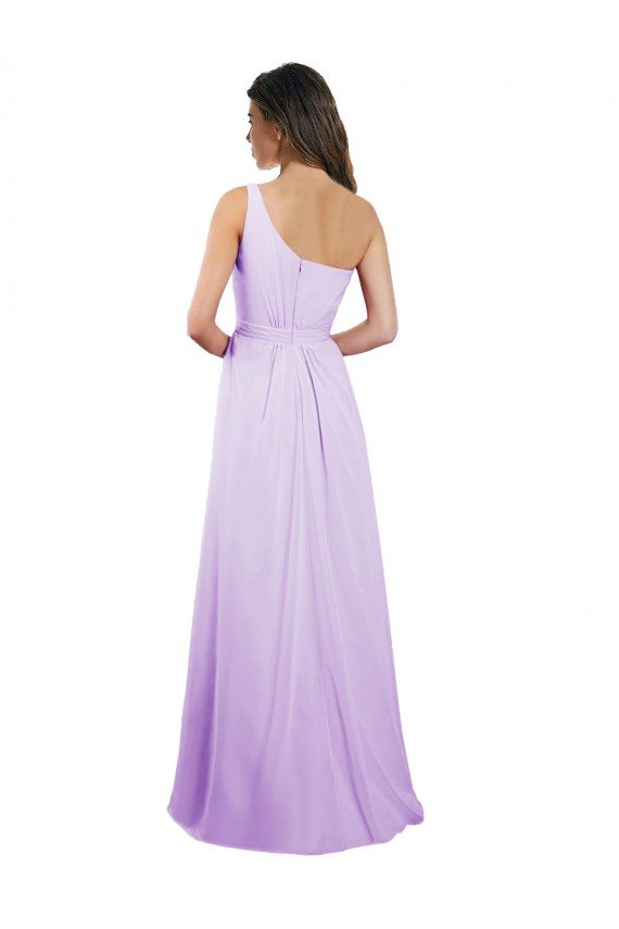 Draped One Shoulder A-Line Long Chiffon Bridesmaid Dress Bristol
