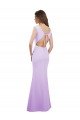 Chiffon Column Bridesmaid Dress with High Round Neckline and Cap Sleeves Bristol