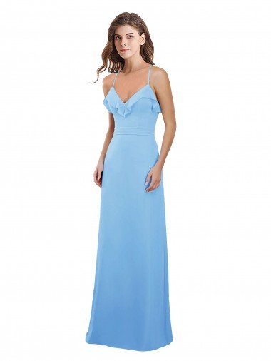Slim Chiffon Bridesmaid Dress with Ruffled Sweetheart Neckline Bristol