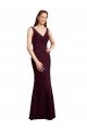 Floor Length Fluted Chiffon Dress with Draped Bodice and V-Neckline Bristol