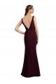Floor Length Fluted Chiffon Dress with Draped Bodice and V-Neckline Bristol