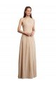 Draped Halter Neck Long Chiffon Bridesmaid Dress with Tie Back Bristol