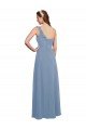 Single Shoulder Strap Long Chiffon Bridesmaid Dress with Cascading Ruffles Bristol