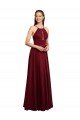Long A-Line Halter Neck Chiffon Bridesmaid Dress with Draped Bodice Bristol