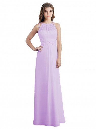 Sweetheart Long Chiffon Bridesmaid Dress with Halter Straps Bristol