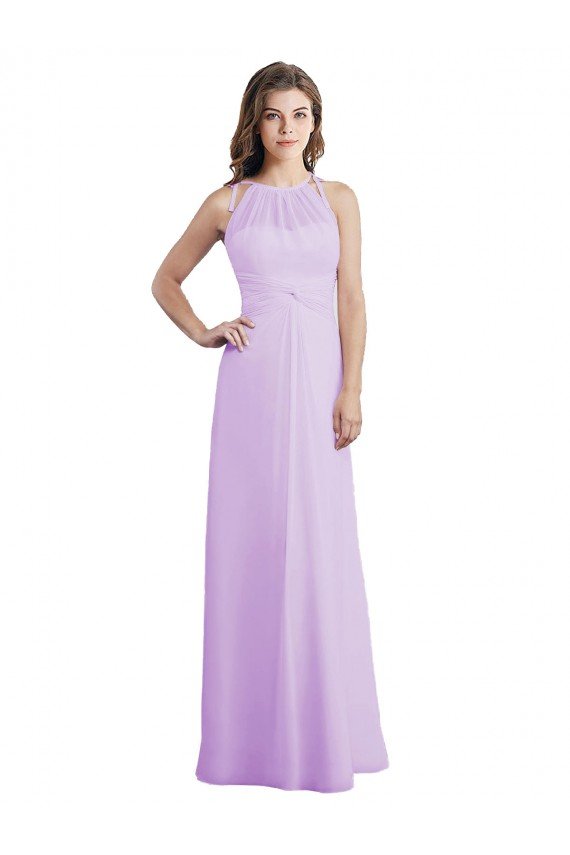 Sweetheart Long Chiffon Bridesmaid Dress with Halter Straps Bristol