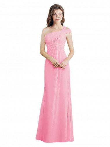 Single Shoulder Chiffon Bridesmaid Dress with Draped Bodice Bristol