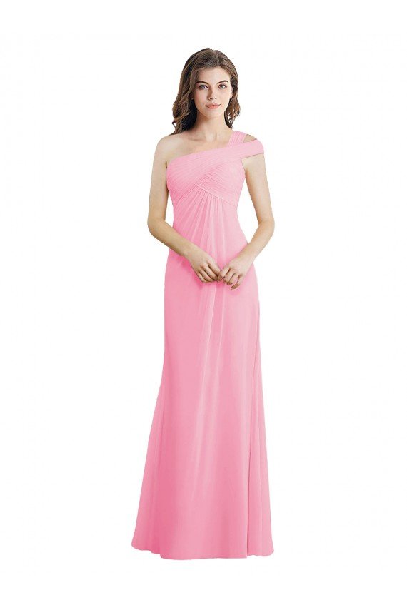 Single Shoulder Chiffon Bridesmaid Dress with Draped Bodice Bristol