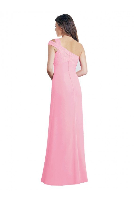 Single Shoulder Chiffon Bridesmaid Dress with Draped Bodice Bristol