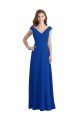 Draped Shoulder V-Neck Long Chiffon Bridesmaid Dress Bristol