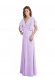 A-Line Draped Chiffon Bridesmaid Dress with V-Neck and Split Sleeves Bristol