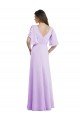 A-Line Draped Chiffon Bridesmaid Dress with V-Neck and Split Sleeves Bristol