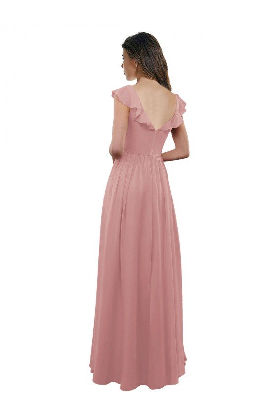 Chiffon A-Line Bridesmaid Dress with V-Neck Wrap Bodice Bristol