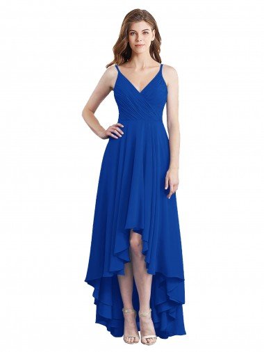 Draped High Low Chiffon Bridesmaid Dress with Cross Over Bodice Bristol