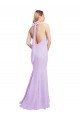 Chiffon Mermaid Bridesmaid Dress with Back Tie Halter Straps and Side Slit Bristol