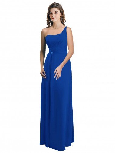 One Shoulder A-Line Chiffon Bridesmaid Dress with Pleated Bodice Bristol