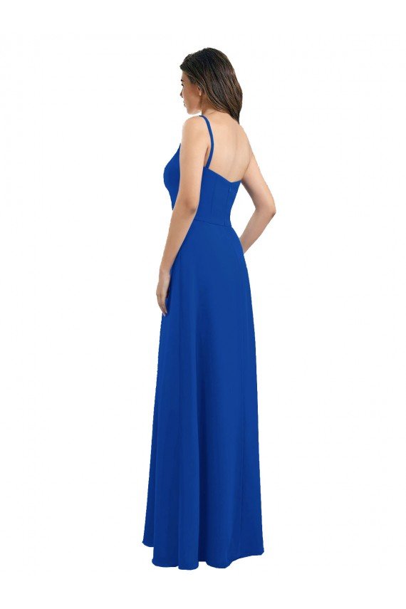 One Shoulder A-Line Chiffon Bridesmaid Dress with Pleated Bodice Bristol