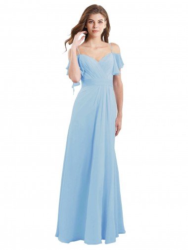 Cold Shoulde Chiffon Bridesmaid Dress with Wrap Bodice Bristol