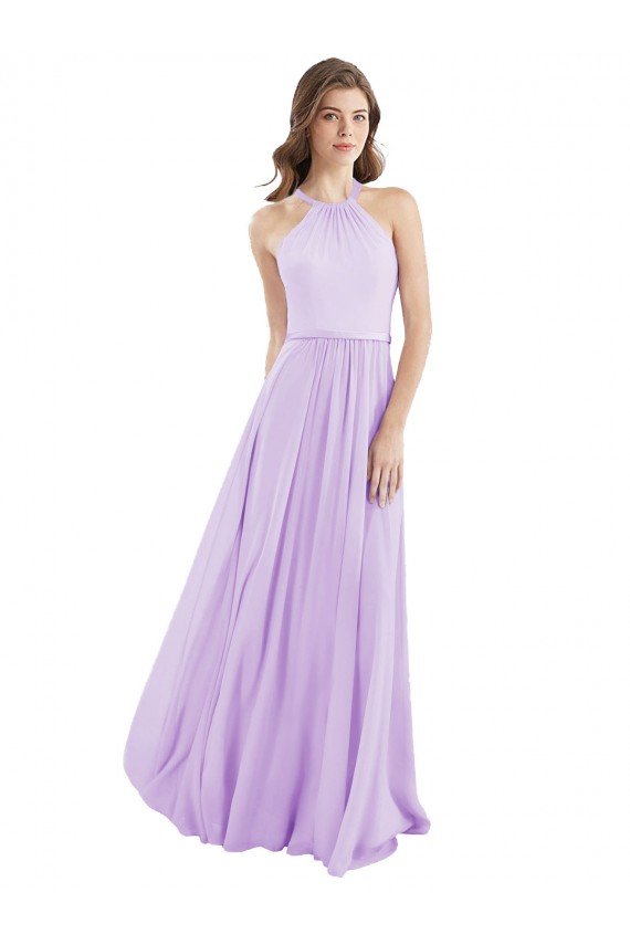 Halter Chiffon A-Line Bridesmaid Dress with Flounce Back Bristol