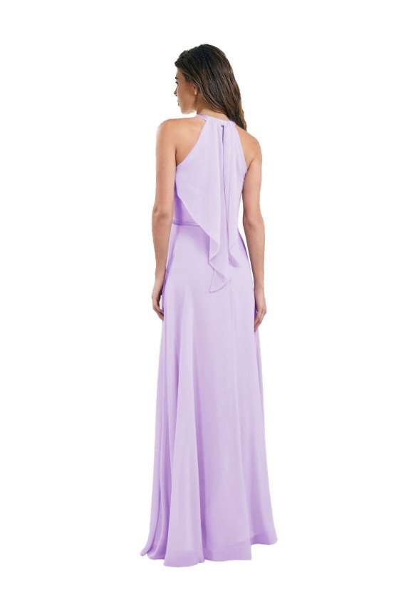 Halter Chiffon A-Line Bridesmaid Dress with Flounce Back Bristol