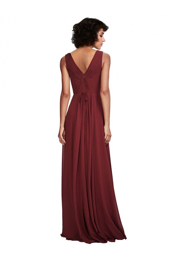 Sleeveless V-Neck Pleated Chiffon Bridesmaid Dress Bristol