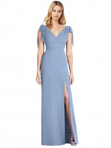Bow-Shoulder Sleeveless Deep V-Back Mermaid Bridesmaid Dress Bristol