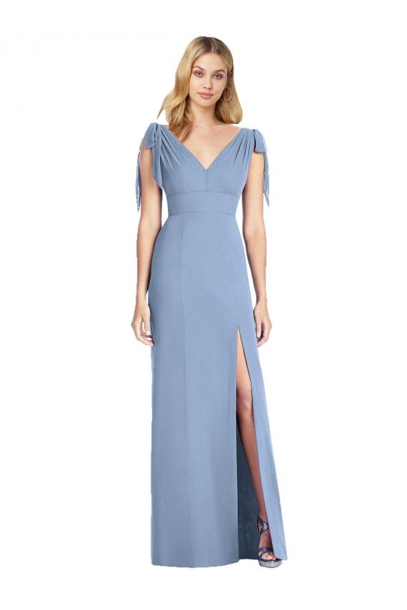 Bow-Shoulder Sleeveless Deep V-Back Mermaid Bridesmaid Dress Bristol