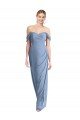 Full Length Draped Off the Shoulder Maxi Bridesmaid Dress with Shirred Streamer Bristol