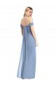 Full Length Draped Off the Shoulder Maxi Bridesmaid Dress with Shirred Streamer Bristol