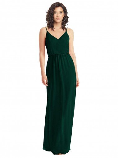 V-Neck Blouson Bodice Chiffon Maxi Bridesmaid Dress Bristol