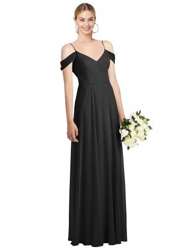 Cold-Shoulder V-Back Chiffon Maxi Bridesmaid Dress Bristol