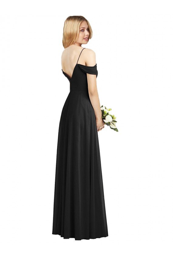 Cold-Shoulder V-Back Chiffon Maxi Bridesmaid Dress Bristol