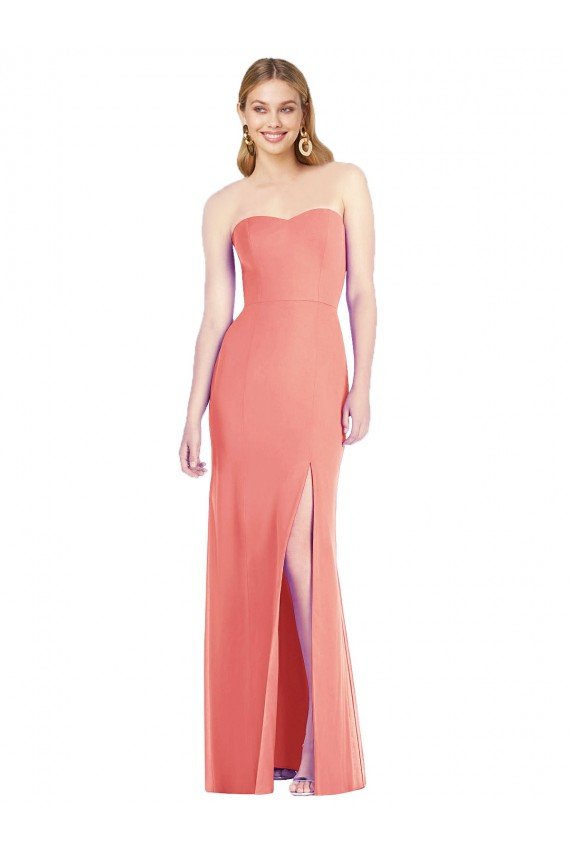 Strapless Chiffon Trumpet Bridesmaid Dress with Front Slit Bristol
