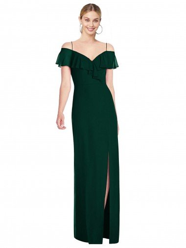 Ruffled Cold-Shoulder Maxi Chiffon Bridesmaid Dress Bristol