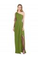 One Shoulder Chiffon Bridesmaid Dress with Draped Front Slit Bristol