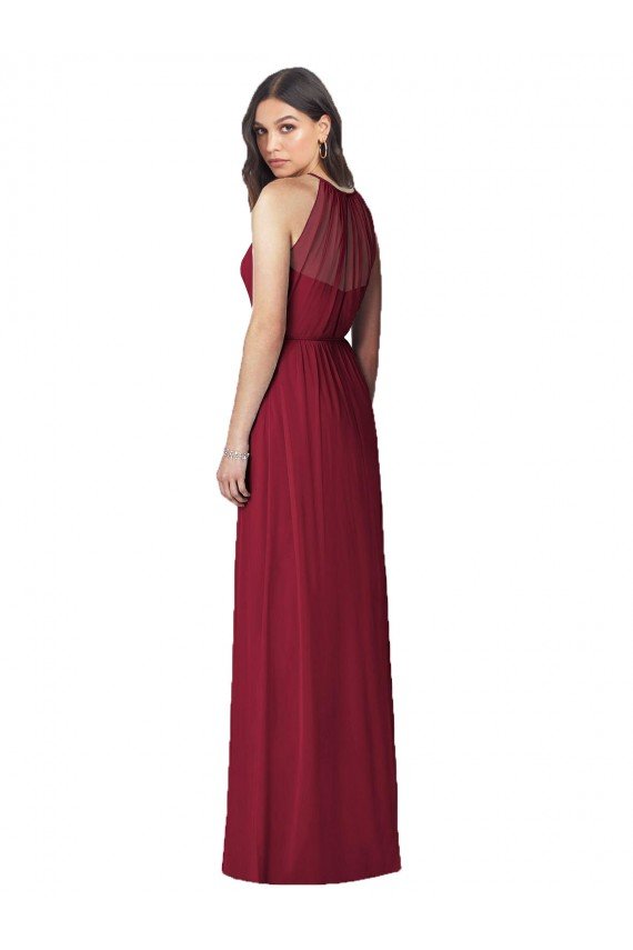 Halter Neck Full-Length Shirred Chiffon Bridesmaid Dress Bristol