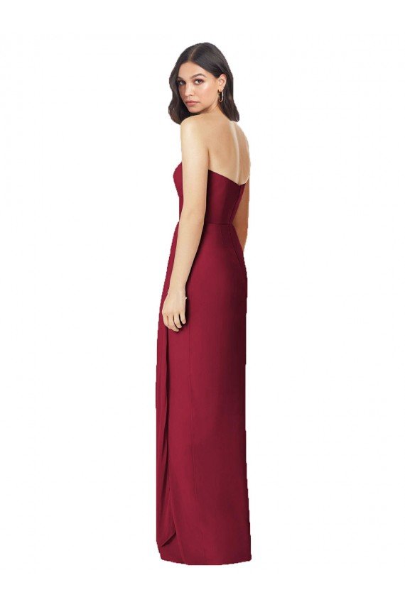 Side Front Slit Draped Strapless Chiffon Bridesmaid Dress Bristol