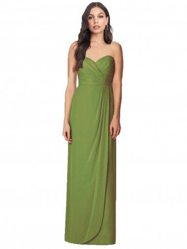 Side Front Slit Draped Strapless Chiffon Bridesmaid Dress Bristol