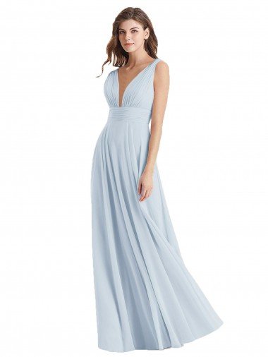 Plunge Deep V-Neckline Low Back Chiffon Bridesmaid Ress Bristol