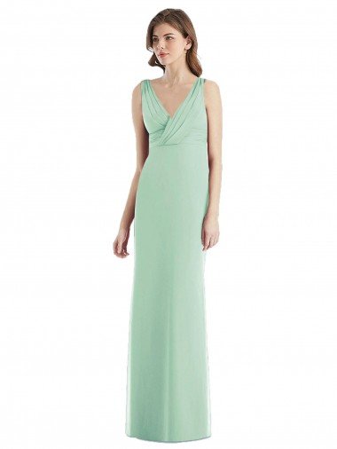 Sleek Open Back Chiffon V-Neck Bridesmaid Dress Bristol