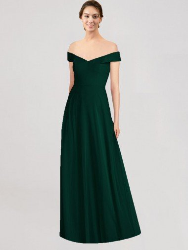 Full length Off the Shoulder Chiffon Bridesmaid Dress Bristol
