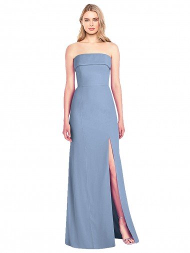Trumpet Full Length Strapless Chiffon Bridesmaid Dress with Slit Bristol